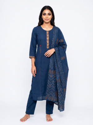 Women Ethnic Sets Woven Pure Cotton Kurta,Pant And Dupatta set