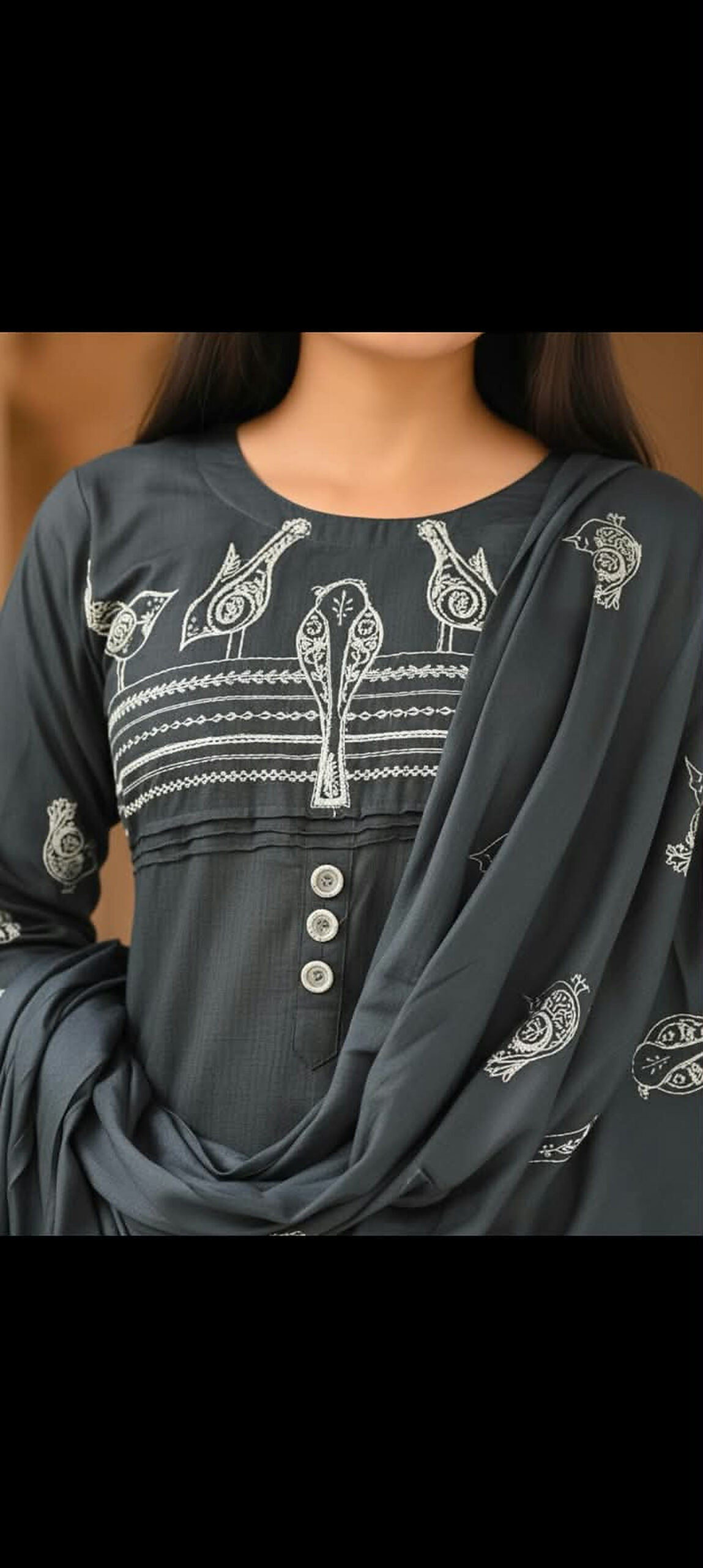 Womens Pure Cotton Kurta Pant With Dupatta set | Bird & Paisley Embroidery - Image 2