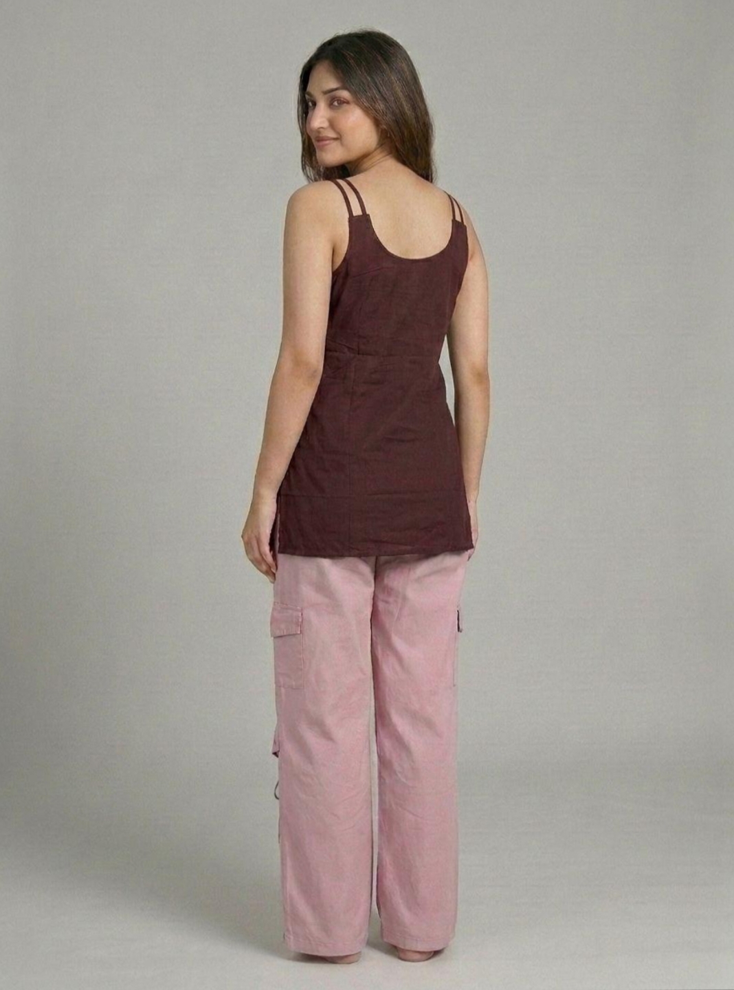 Pure Cotton Sleeveless Short Kurti Spaghetti Straps and Mirror Work - Image 4