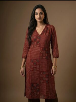 Women geometric Print Cotton Straight Kurti