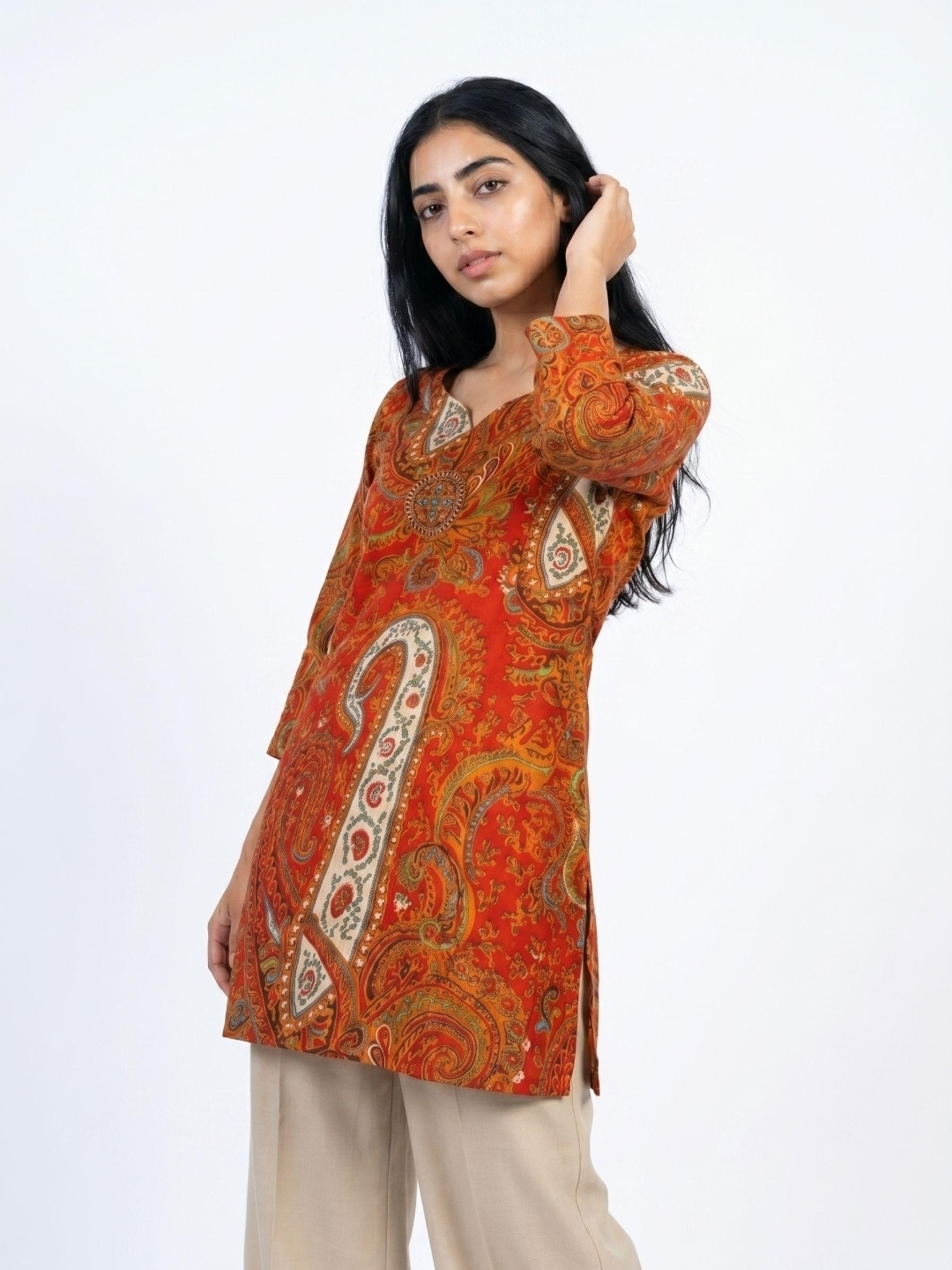 Paisley Digital Printed Short Kurta Top - Image 3