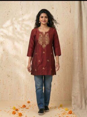 Women Embroidered Pure Cotton Tunic Kurti