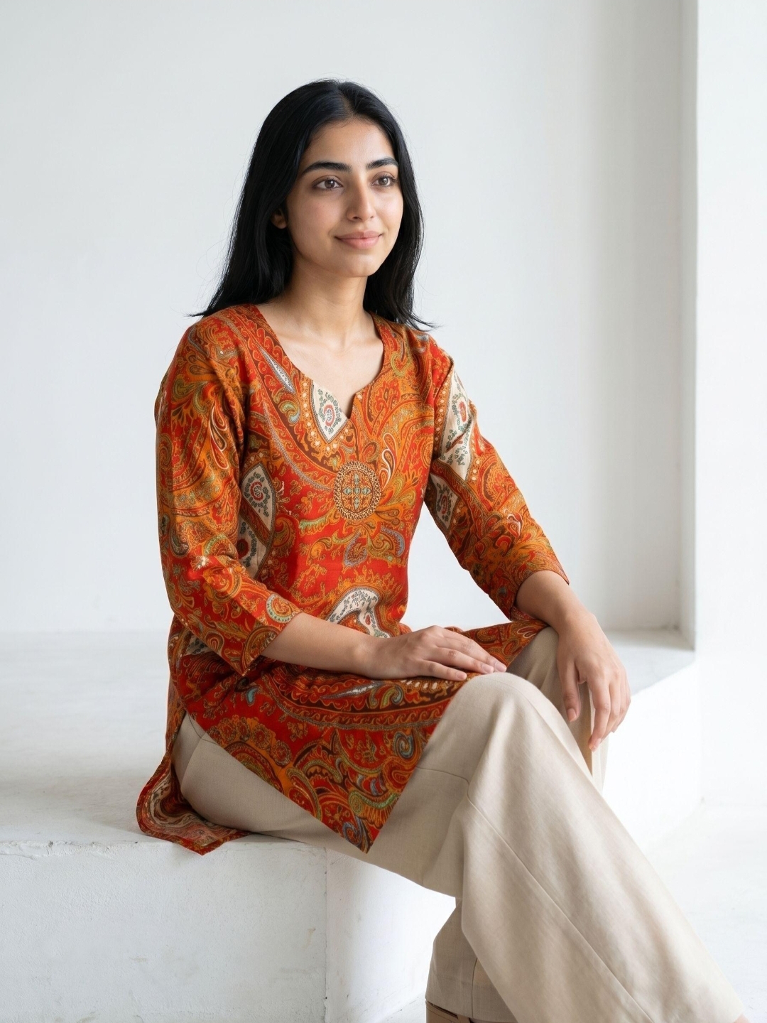 Paisley Digital Printed Short Kurta Top - Image 5