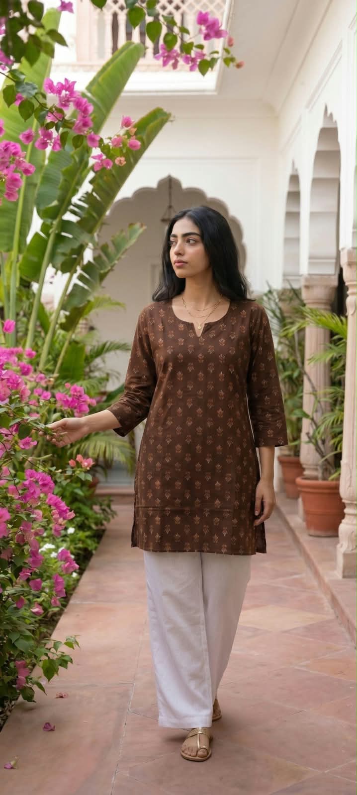 Women Printed Jaipuri Cotton Ethnic Short Top - Image 3