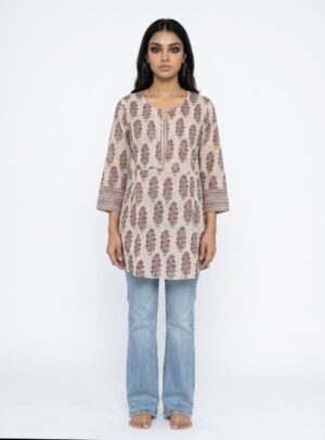 Women Floral Print Pure Cotton A - Line Short Top